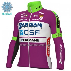 Completo Maglia ML + Pantaloncino con bretelle ML 2022 Bardiani-CSF Faizane Winter Invernale Verde Lilla